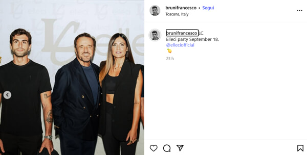 Francesco Bruni e De Sica a un evento a Firenze per la casa di moda Elleci, foto da Instagram-2