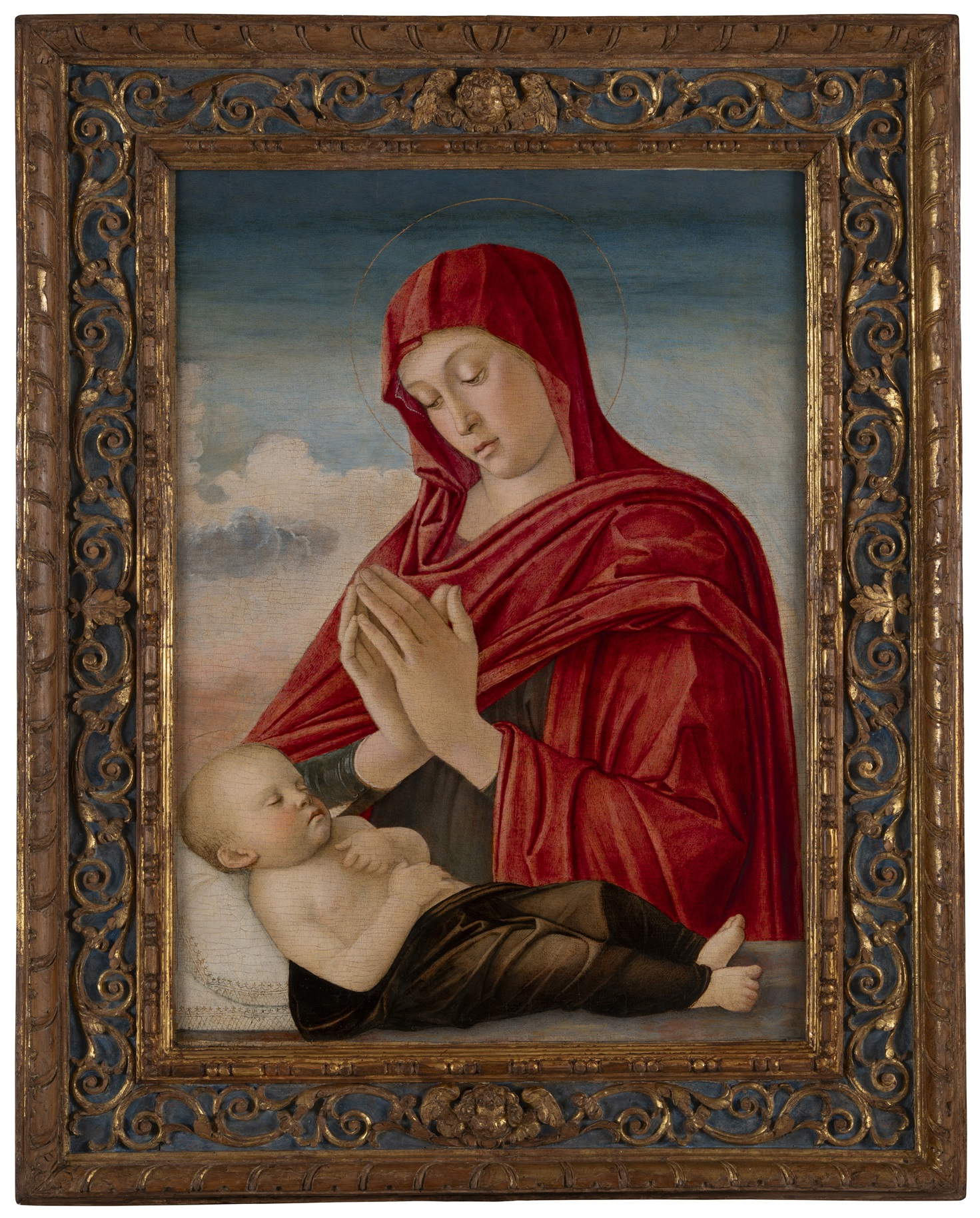 Giovanni Bellini, Madonna con il Bambino (Madonna Sorlini) (1470 circa; tempera e olio su tavola, 78,6 x 57,8 cm;  Cavalgese della Riviera (Brescia), MarteS-Museo d'Arte Sorlini)