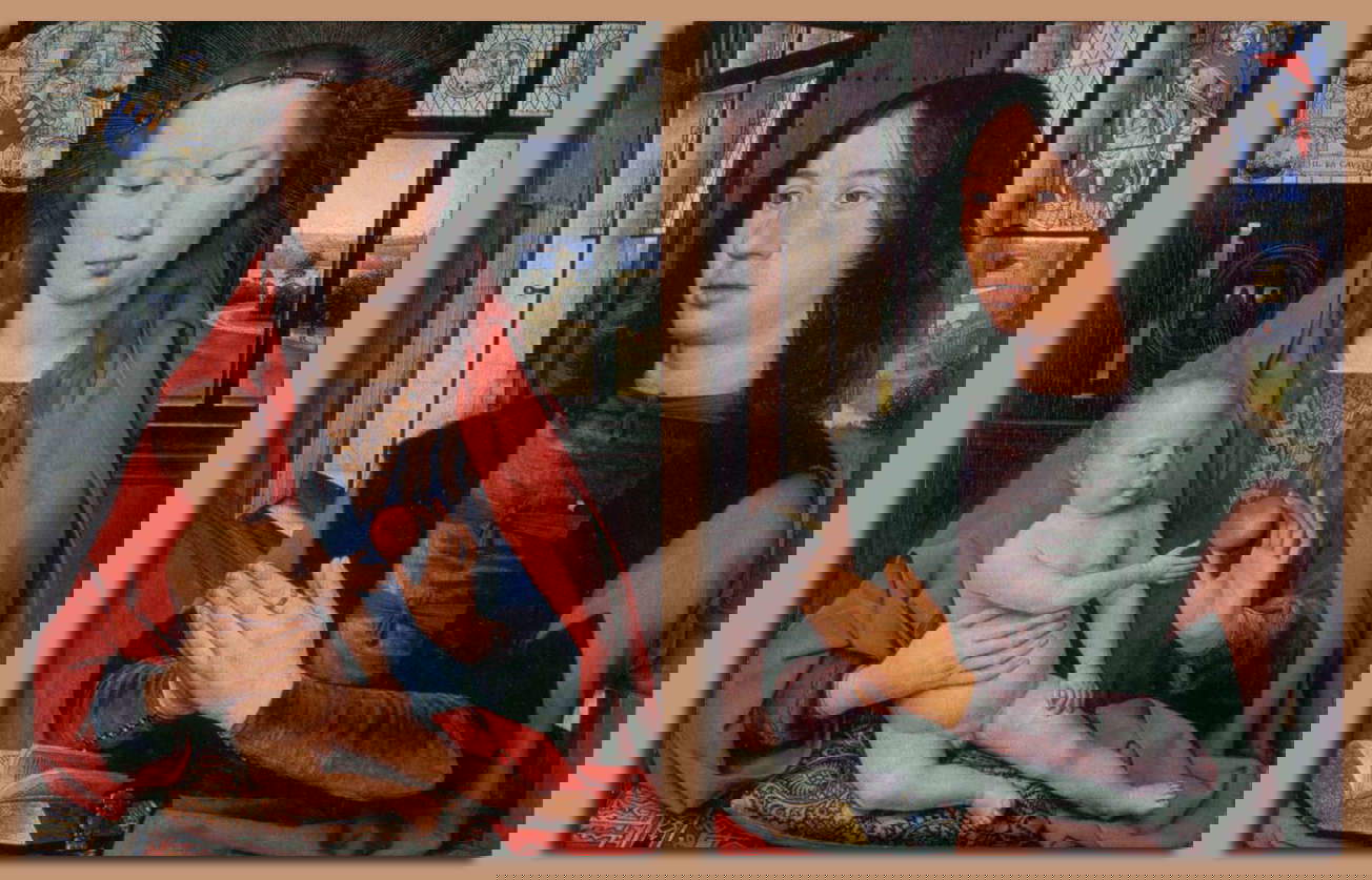 Hans Memling, Dittico di Maarten Nieuwenhove (1487; olio su tavola, 52 x 41,5 cm; Bruges, Sint-Janshospitaal)