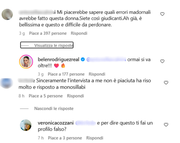 I commenti e le risposte di Belen e della madre, foto da Instagram-2