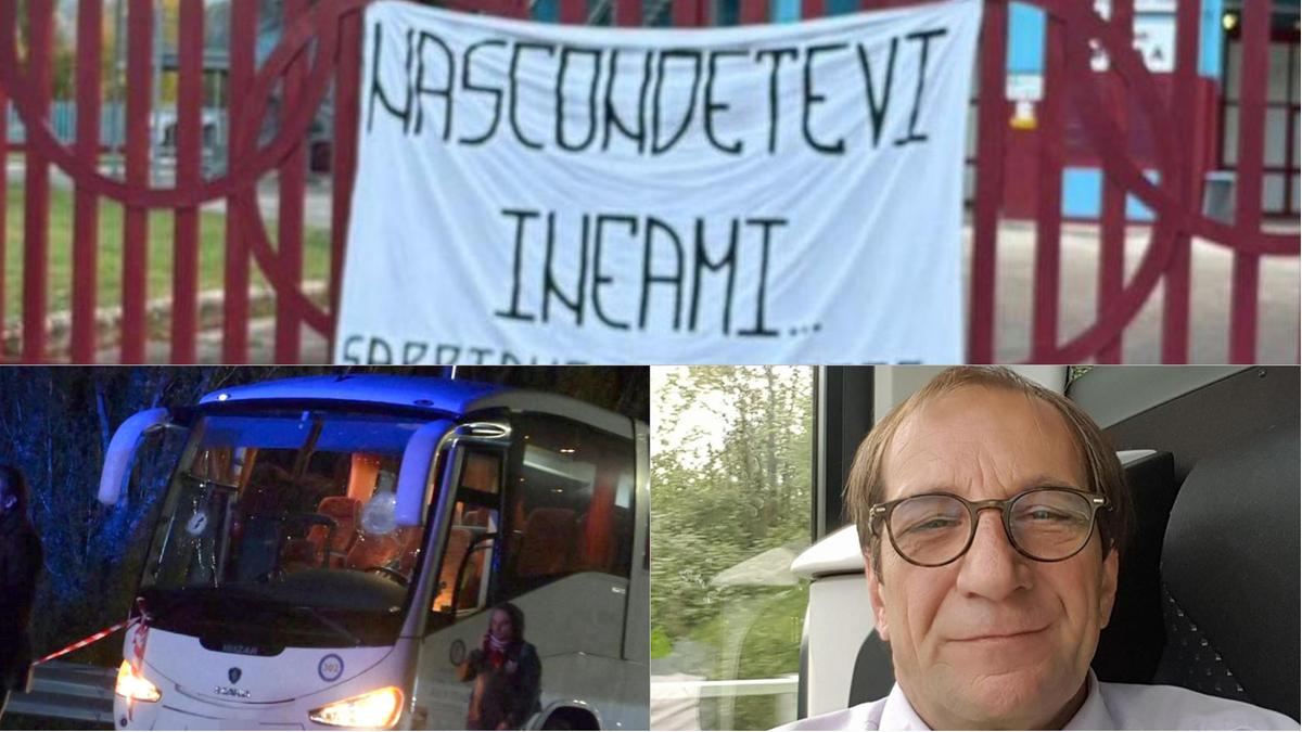 “Nascondetevi infami, sappiamo chi siete”. Agguato al pullman, striscione choc a Rieti: disposte perquisizioni