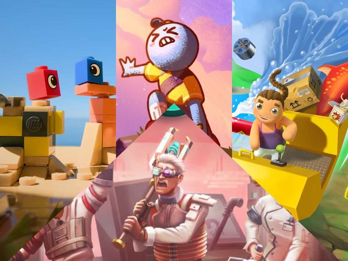 screenshot e key art dei giochi lego voyagers, peak, totally reliable delivery service e abiotic factor