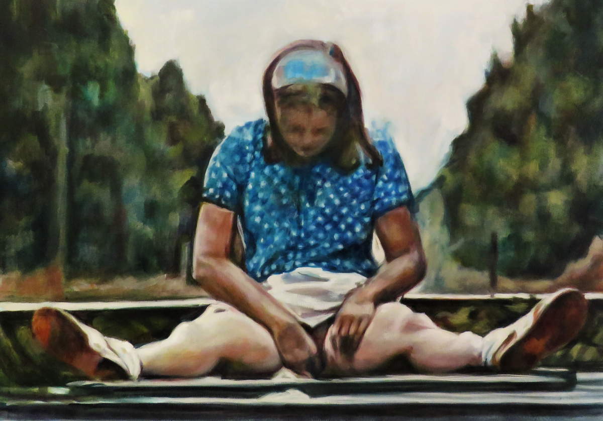 Iva Lulashi, Intervalli profondi (2022; olio su tela, 50 x 70 cm)
