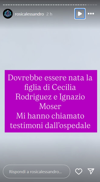 La storia di Alessandro Rosica sul parto di Cecilia Rodriguez, foto da Instagram-2