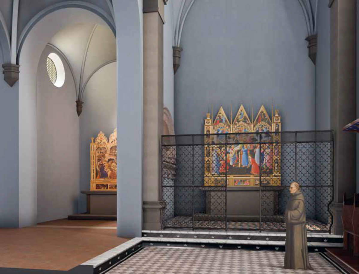Ricostruzione tridimensionale delle cappelle Strozzi nella sagrestia di Santa Trinita, Firenze. Ricerca storica: Michela Young. Modellazione 3D: Luca Brunke, Florence4D Ricostruzione tridimensionale delle cappelle Strozzi nella sagrestia di Santa Trinita, Firenze. Ricerca storica: Michela Young. Modellazione 3D: Luca Brunke, Florence4D