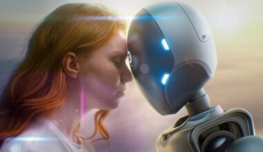 Robot e donna si scambiano tenerezze