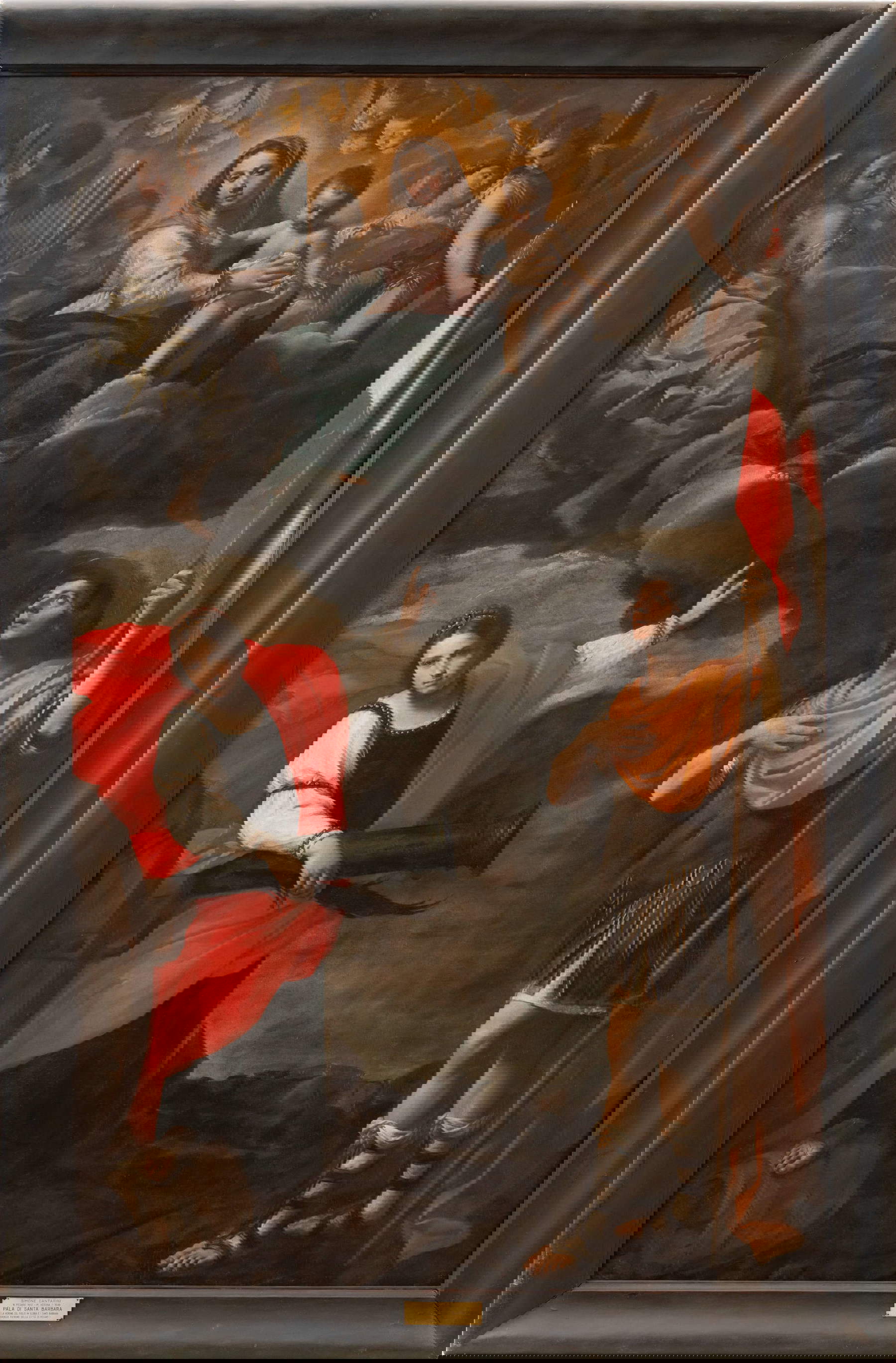 Simone Cantarini, Madonna con Bambino e i santi Barbara e Terenzio (1630 circa; olio su tela; Milano, Pinacoteca di Brera)