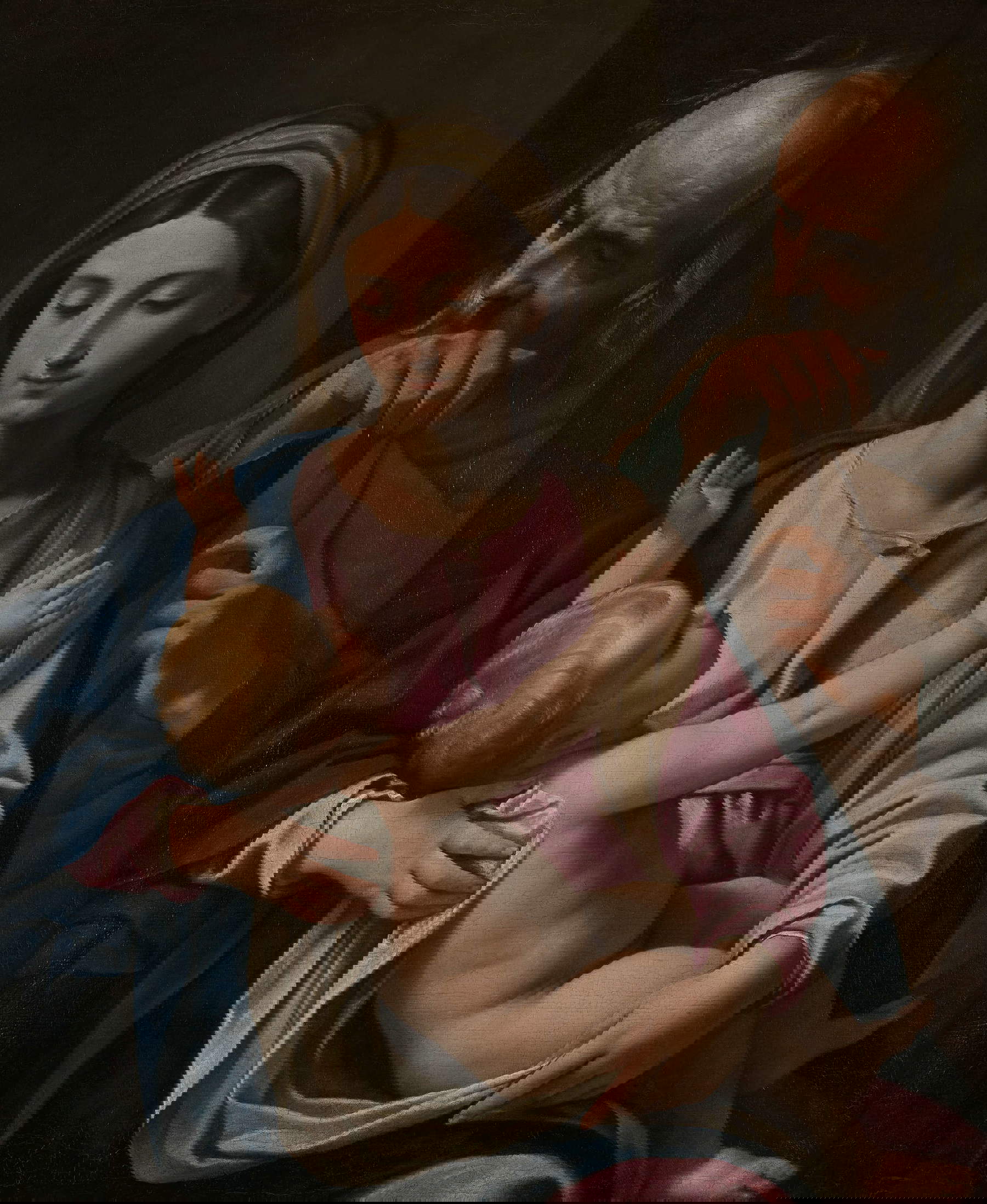 Simone Cantarini, Sacra Famiglia (1640-1642 circa; olio su tela, 93,5 × 75 cm; Collezione privata)