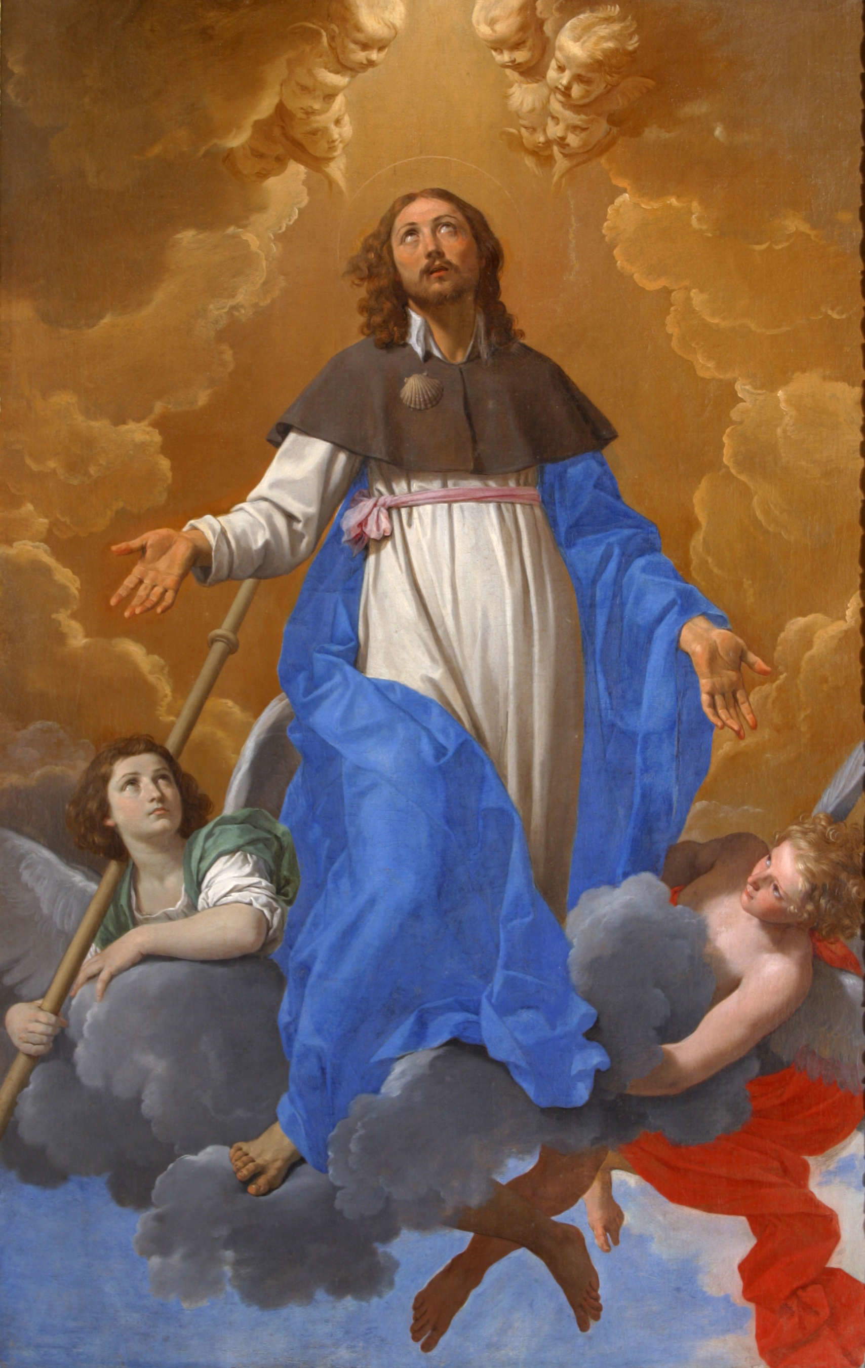 Simone Cantarini, San Giacomo in gloria (1642-1644 circa; olio su tela, 215 × 144 cm; Rimini, Museo della Città “Luigi Tonini”, inv. 102 PQ)