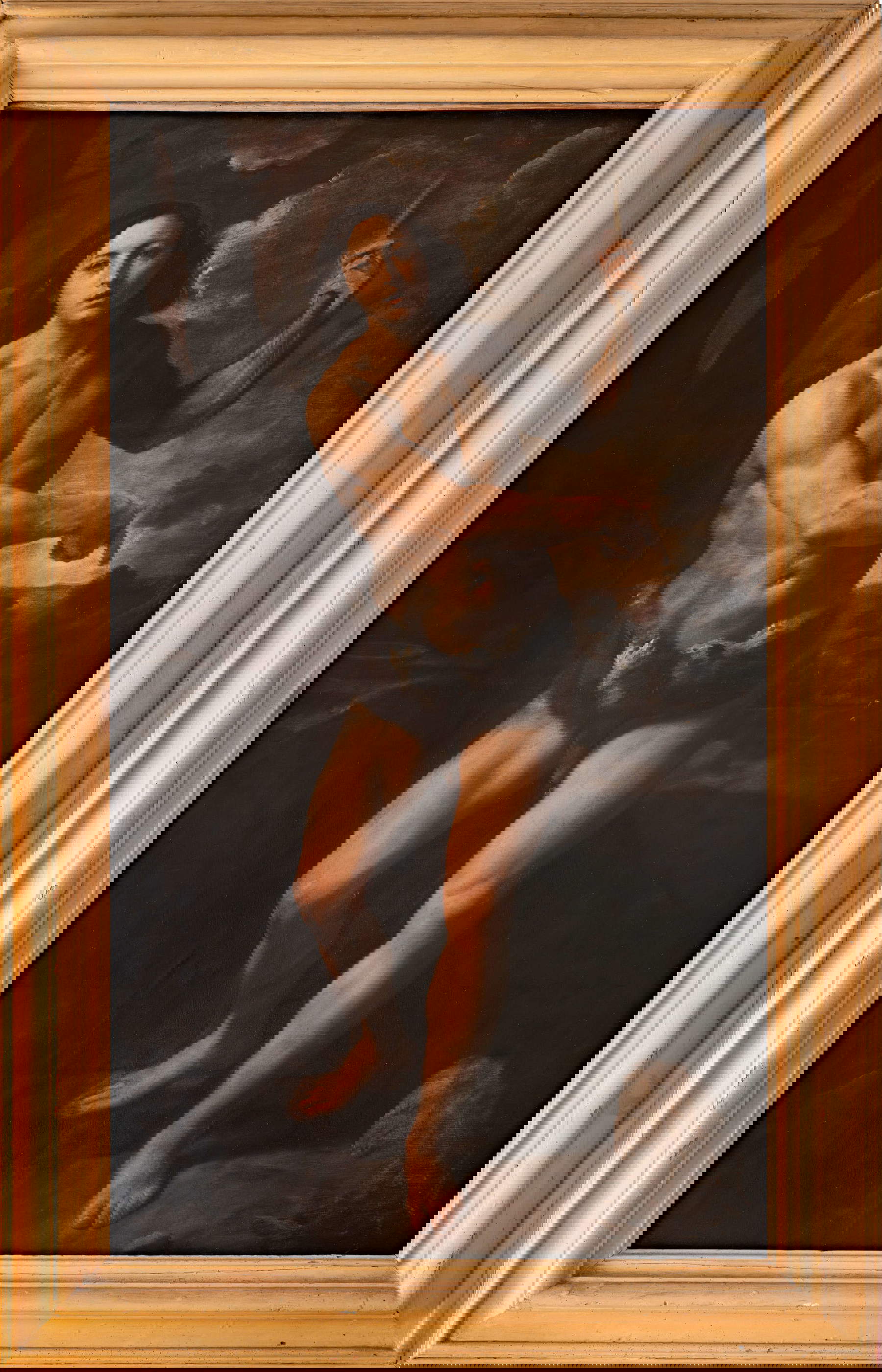 Simone Cantarini, San Giovanni Battista nel deserto (1637-1640 circa; olio su tela, 220 × 135 cm; Collezione privata)