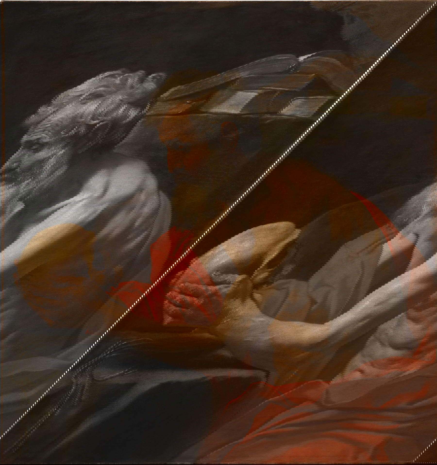 Simone Cantarini, San Girolamo in meditazione (1638-1642 circa; olio su tela, 100 × 94 cm; Tolosa, Fondation Bemberg, inv. 1186)