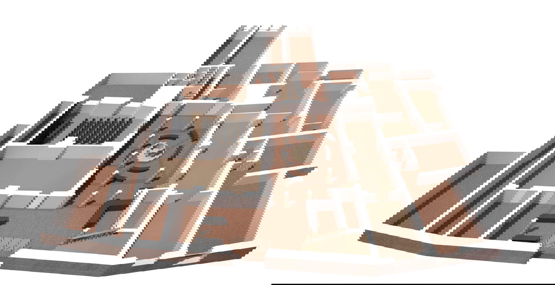 Spaccato assonometrico del pianterreno