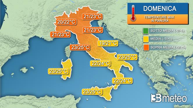 Temperature massime domenica
