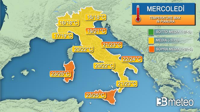 Temperature mercoledì