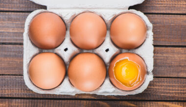 Cinque uova intere e una rotta in un cartone da 6