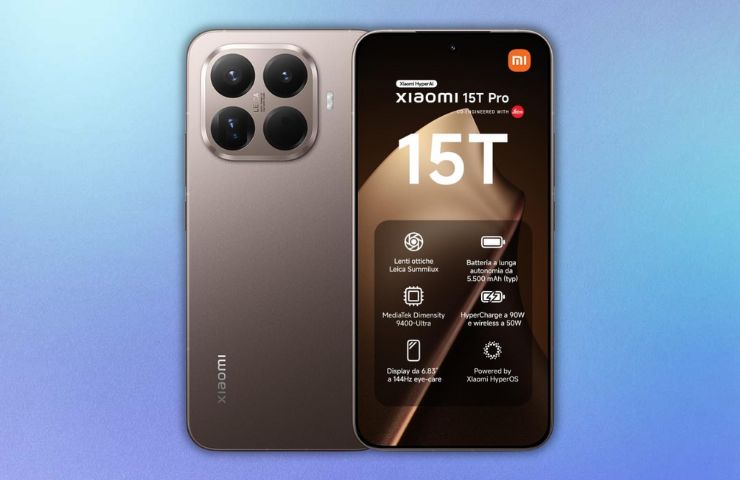 xiaomi 15t pro fronte retro su sfondo blu