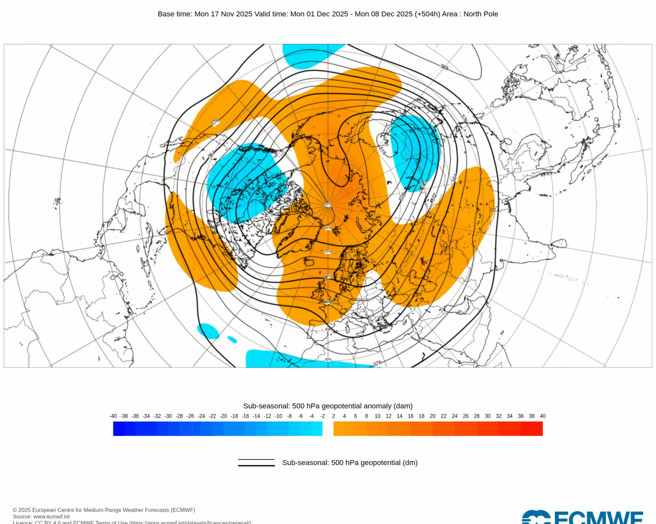 1-8 dicembre, scenario Ecmwf