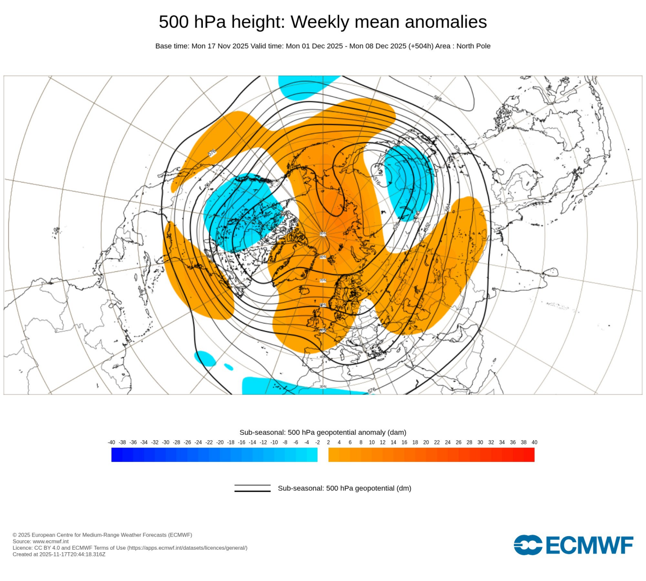 1-8 dicembre, scenario Ecmwf