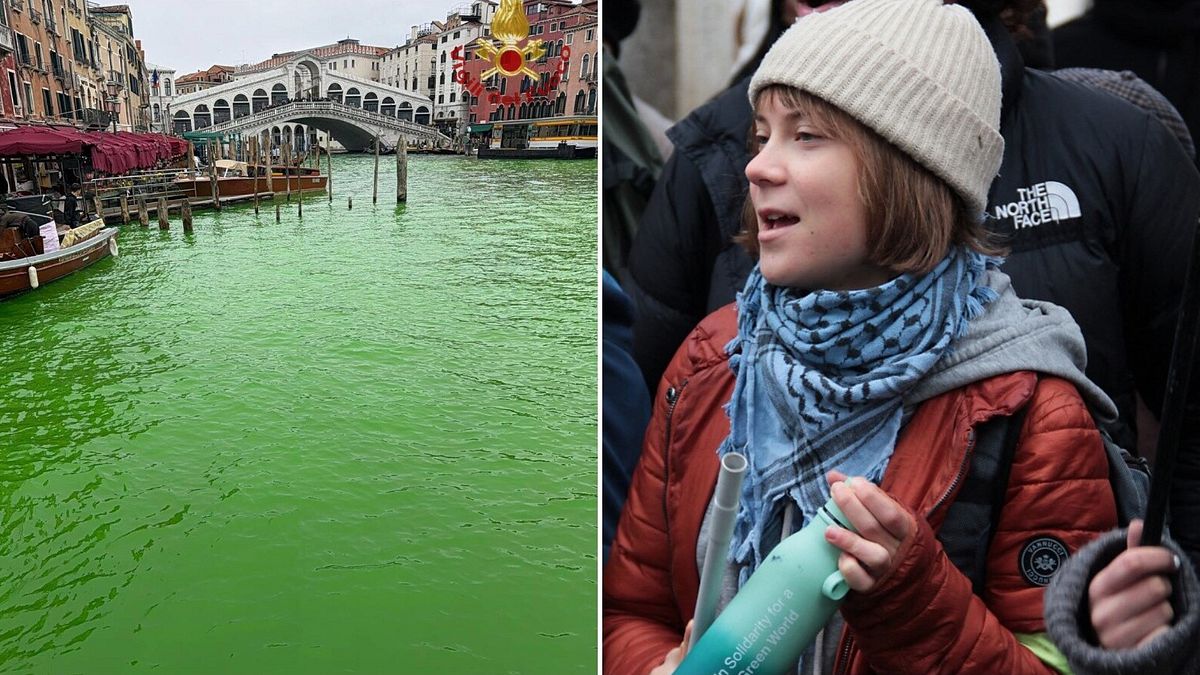 Colora di verde Canal Grande, daspo per Greta Thunberg a Venezia