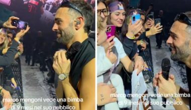 Marco Mengoni scende dal palco per una piccola fan: il video