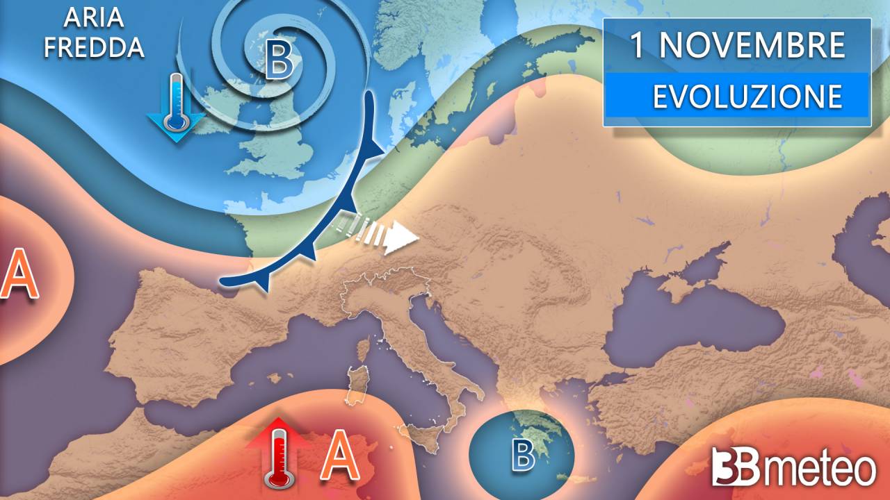 Meteo Weekend di Ognissanti - Sabato con residua instabilità al Sud e primi disturbi al Nord. Domenica con nuova perturbazione atlantica. « 3B Meteo