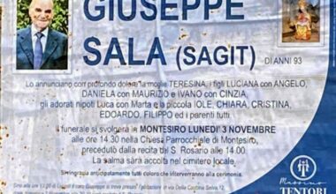 ADDIO A GIUSEPPE SALA, IL PATRON DELLA GLORIOSA SAGIT DI TREGASIO