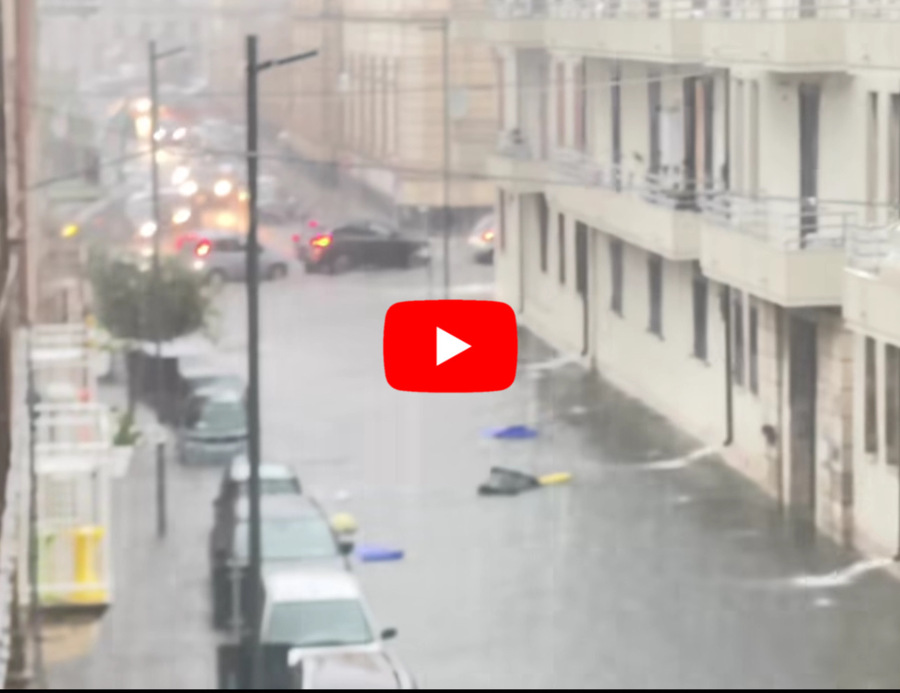 nubifragio a Siracusa, città allagata da un violento temporale, il video