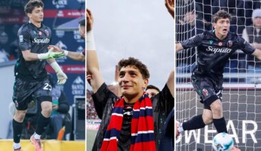 Il magico pomeriggio di Massimo Pessina. Lacrime per il 17enne portiere del Bologna che tocca il cielo con un dito