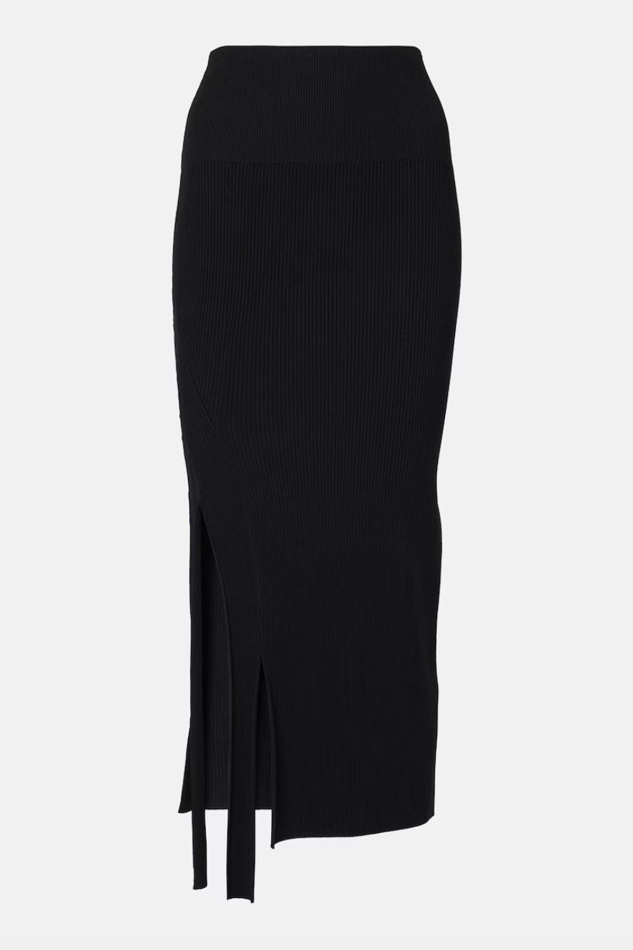 Gonna midi in raso con spacco laterale
