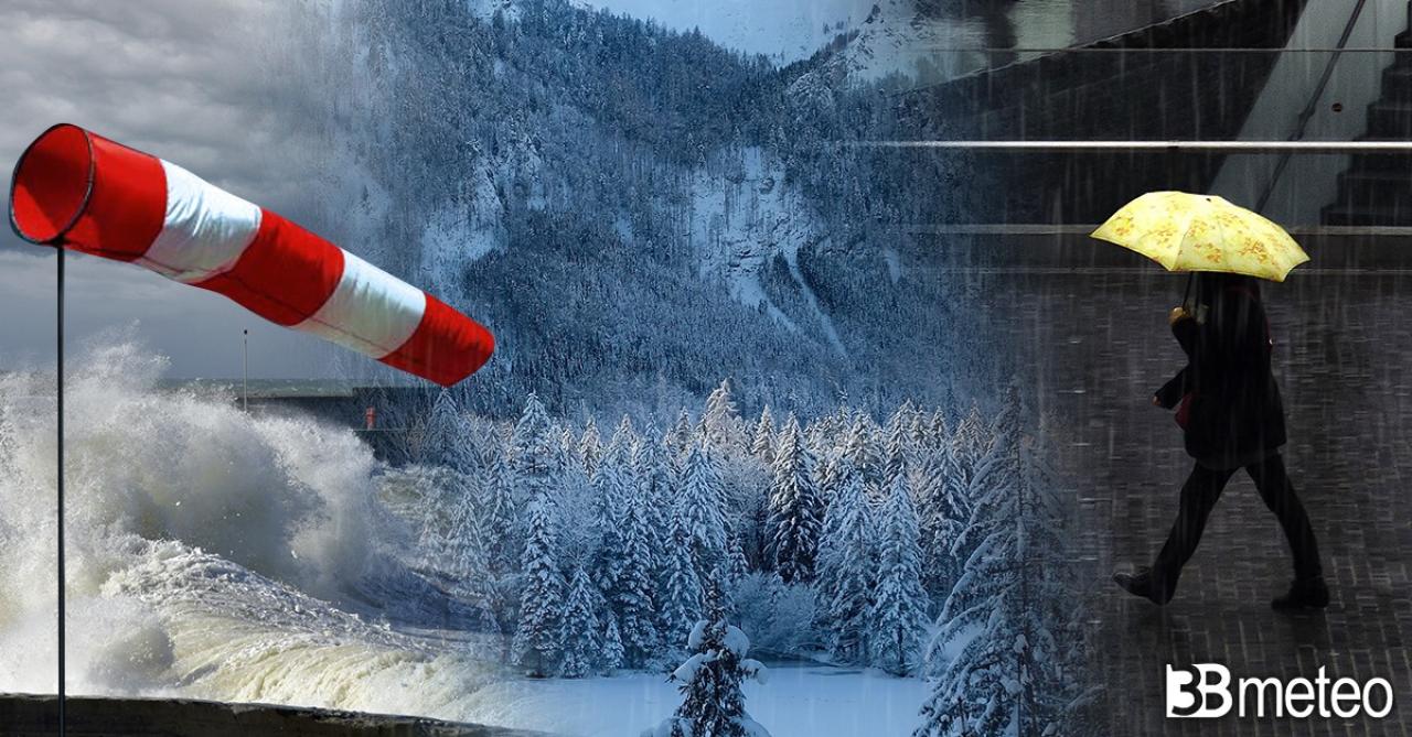 Nuovo e più incisivo impulso freddo in arrivo con profondo vortice di maltempo. Altra pioggia, vento forte e neve a quote basse. « 3B Meteo
