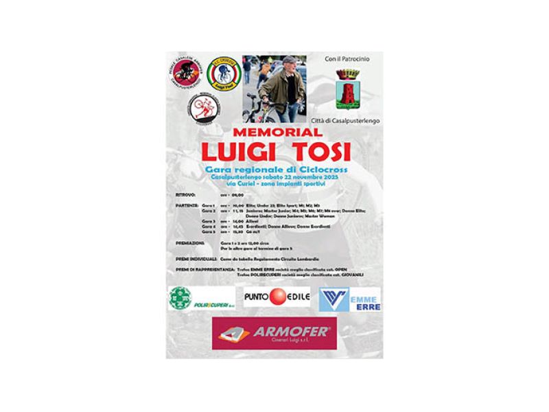 SABATO A CASALPUSTERLENGO APPUNTAMENTO CON IL MEMORIAL LUIGI TOSI