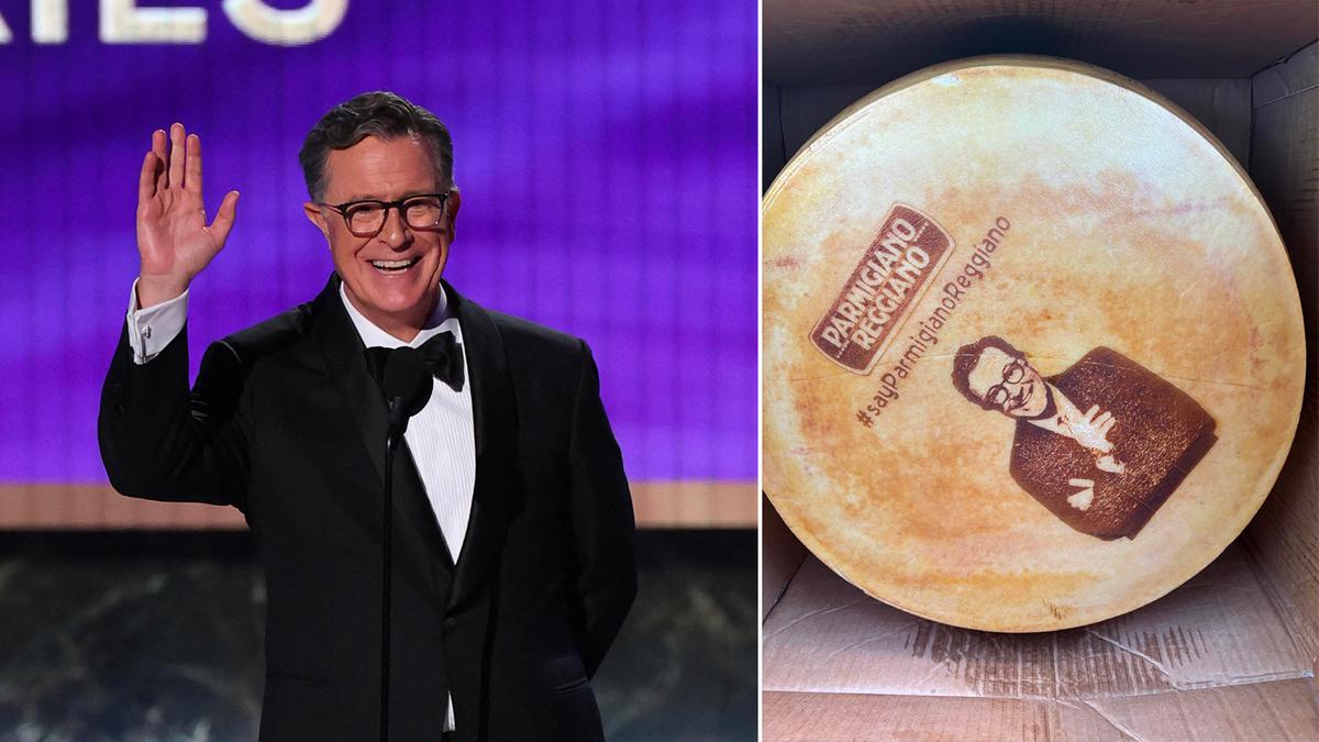 Il Parmiggiano Reggiano diventa una sketch al Late show di Colbert. E gli arriva una ‘forma’ con il suo volto / Video