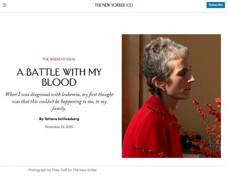A Battle with My Blood, l'articolo di Tatiana Schlossberg