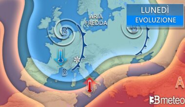 Nuovo vortice di maltempo in avvio di settimana con pioggia e neve a bassa quota. I dettagli « 3B Meteo