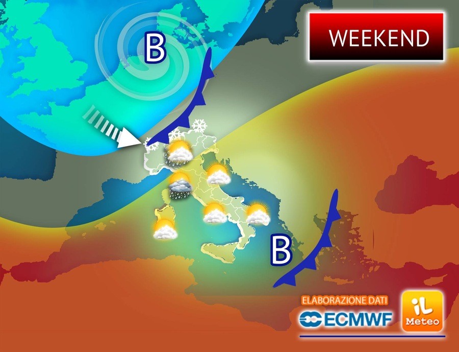 arriva una nuova perturbazione tra Sabato e Domenica, le Previsioni