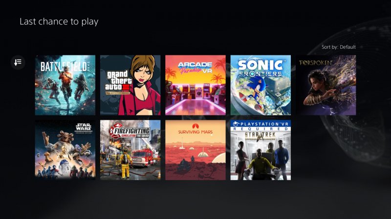 La lista dei giochi La lista dei giochi