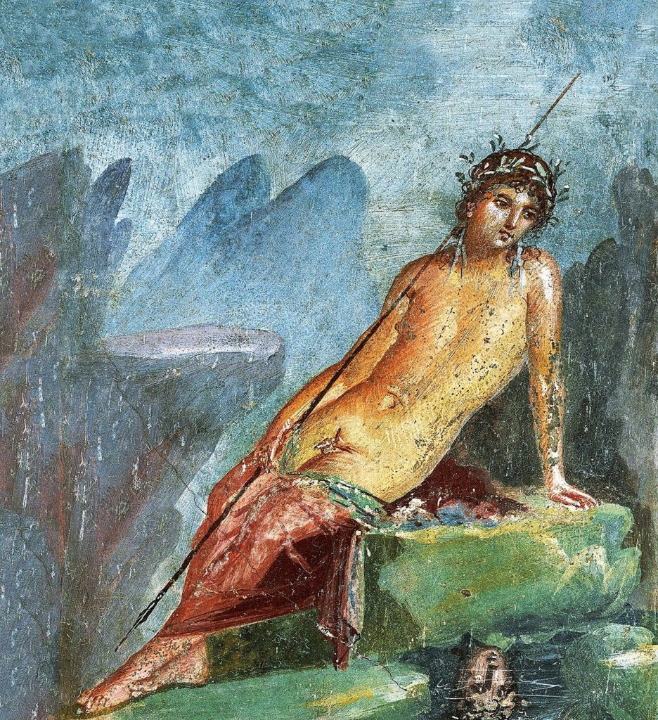 Affresco con Narciso, I sec. d.C., Casa di Marco Lucrezio Frontone, Pompei