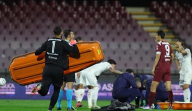 Salernitana-Crotone, paura per Villa dopo lo scontro con Piovanello