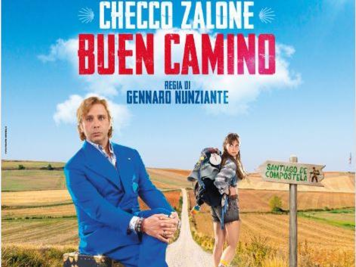 Ecco il primo poster di «Buen Camino», il nuovo film di Checco Zalone. E lui invita gli spettatori: «Me venite...»