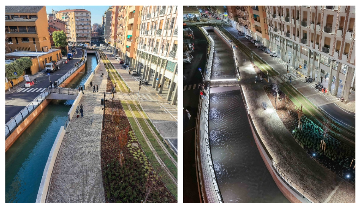 Bologna ha i suoi «Navigli»: ecco la nuova via Riva Reno dopo lo scoperchiamento del canale e finiti i lavori del tram. Lepore: «Uno spazio per le famiglie»