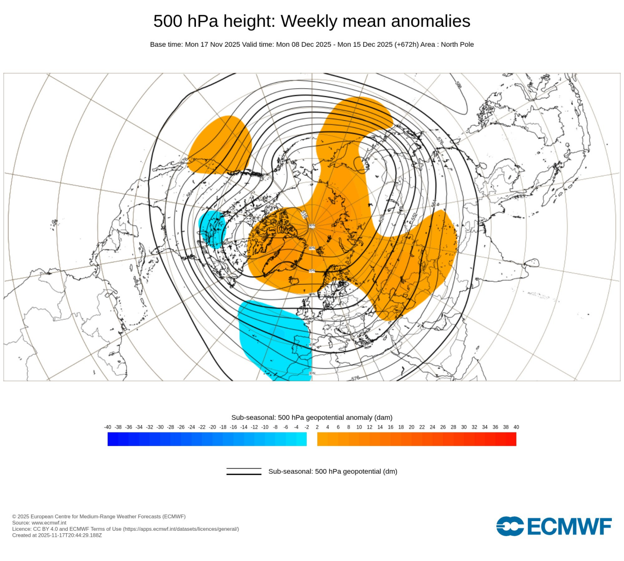 8-15 dicembre, scenario Ecmwf