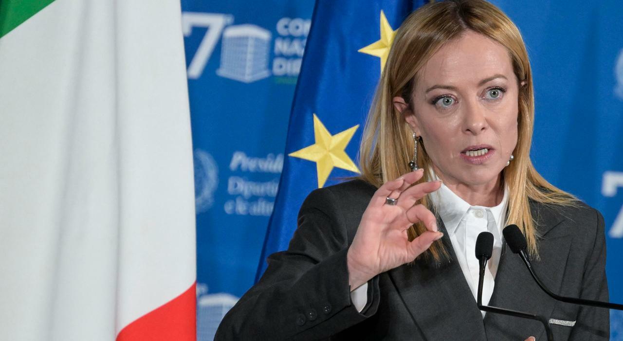 Il presidente del Consiglio, Giorgia Meloni, durante la Conferenza Nazionale sulle Dipendenze, Roma, 7 novembre 2025. ANSA/RICCARDO ANTIMIANI