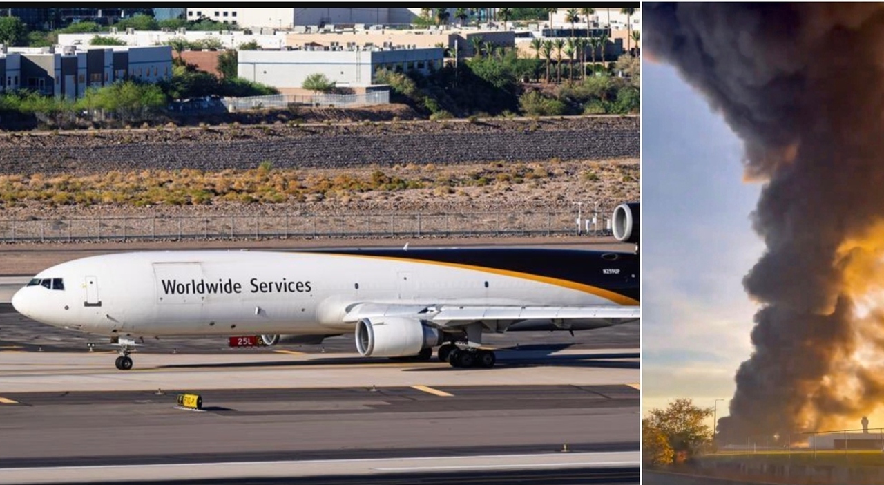 TOPSHOT - This handout photo courtesy of Ryan L. Smith shows smoke rising from the site of a UPS cargo plane crash outside Louisville International Airport in Louisville, Kentucky, on November 4, 2025. A UPS cargo plane crashed on the evening of...