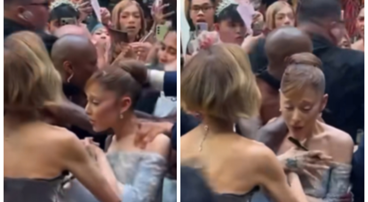 Ariana Grande aggredita da un fan sul red carpet, lo scudo umano, la paura e le urla: «Grazie per avermelo permesso»