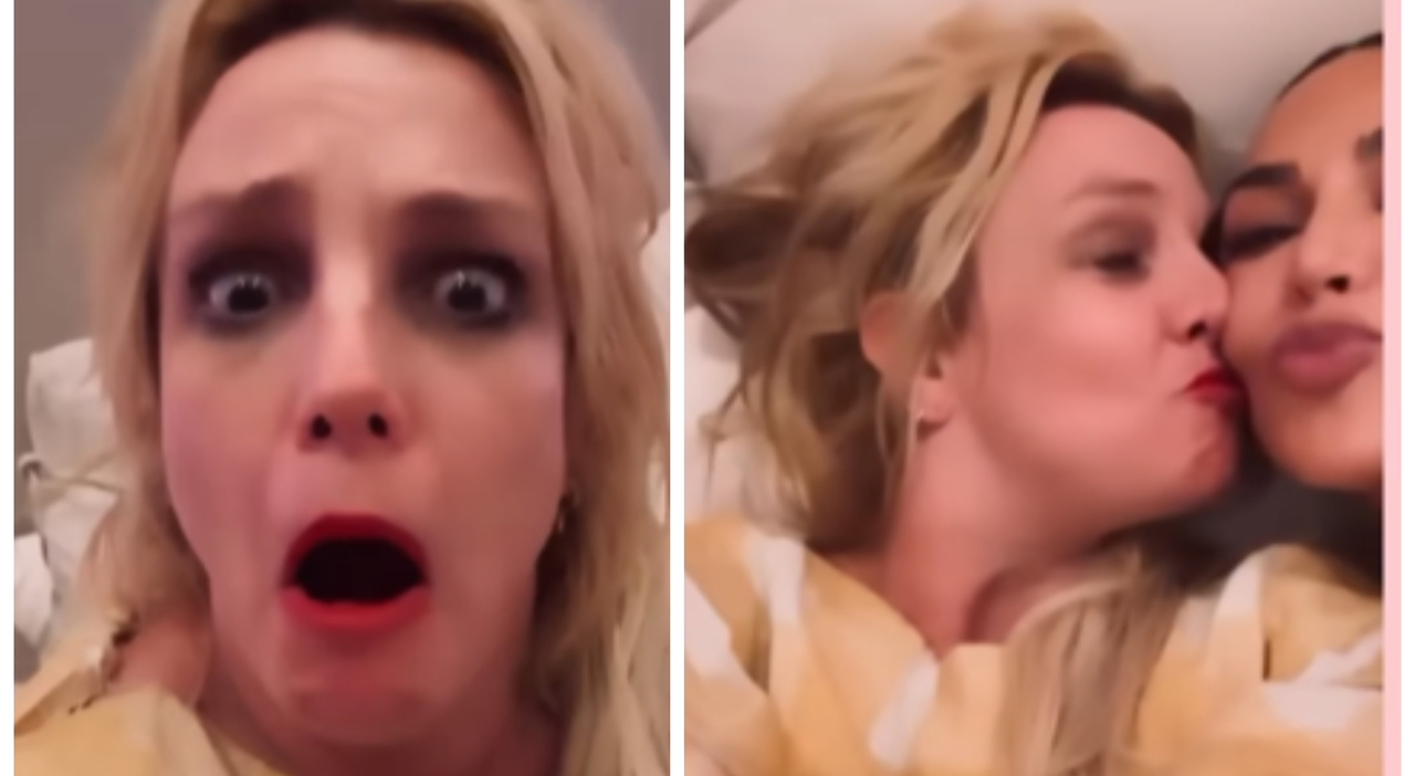 Britney Spears scaccia i problemi con un super pigiama party, risate e scherzi con Kim e Khloé Kardashian: «Grazie per la cena»