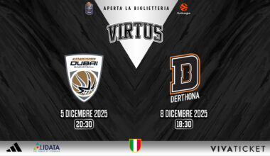 Aperta la biglietteria per le sfide con Dubai e Derthona alla Virtus Arena