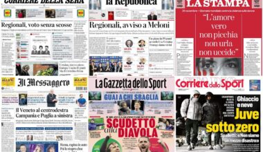 Le prime pagine dei quotidiani di oggi 25 novembre: la rassegna stampa - Sky TG24