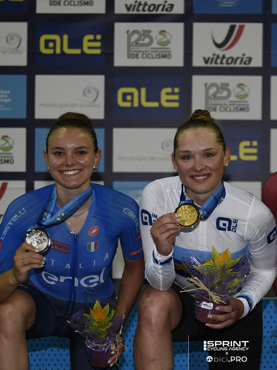 Sara Fiorin sul podio agli europei U23 di Anadia, argento nello scratch dietro la Brautigam (GER)