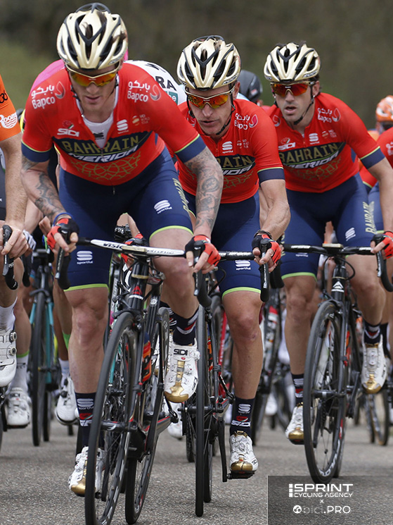 Alla Bahrain Gasparotto ha corso due anni, vincendo l'Amstel Gold Race nel 2018