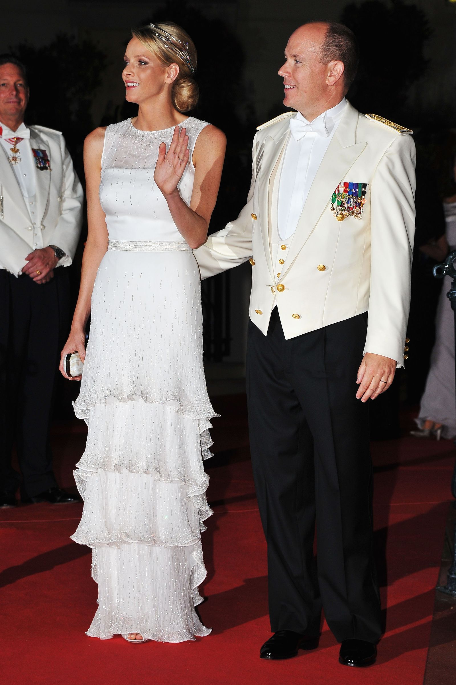 Charlène e Alberto II di Monaco al ricevimento di nozze 2 luglio 2011.